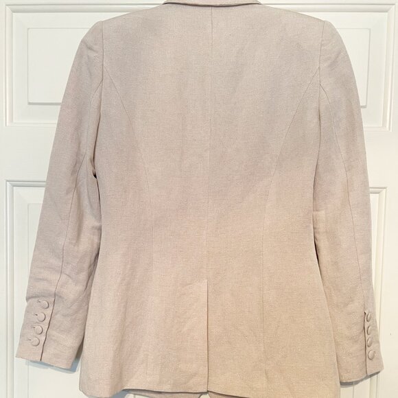 NWOT! Intermix Champagne Sparkly Linen Blend Blazer Size 2 - Picture 3 of 5